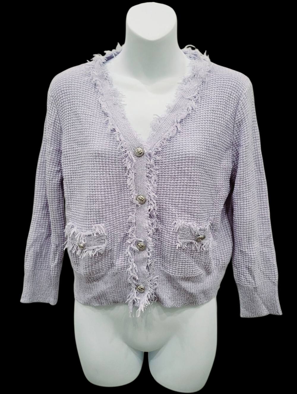 2/$20 Y2K Korea Made Purple Buttons Down Cardigan Sweater Top Size: Small